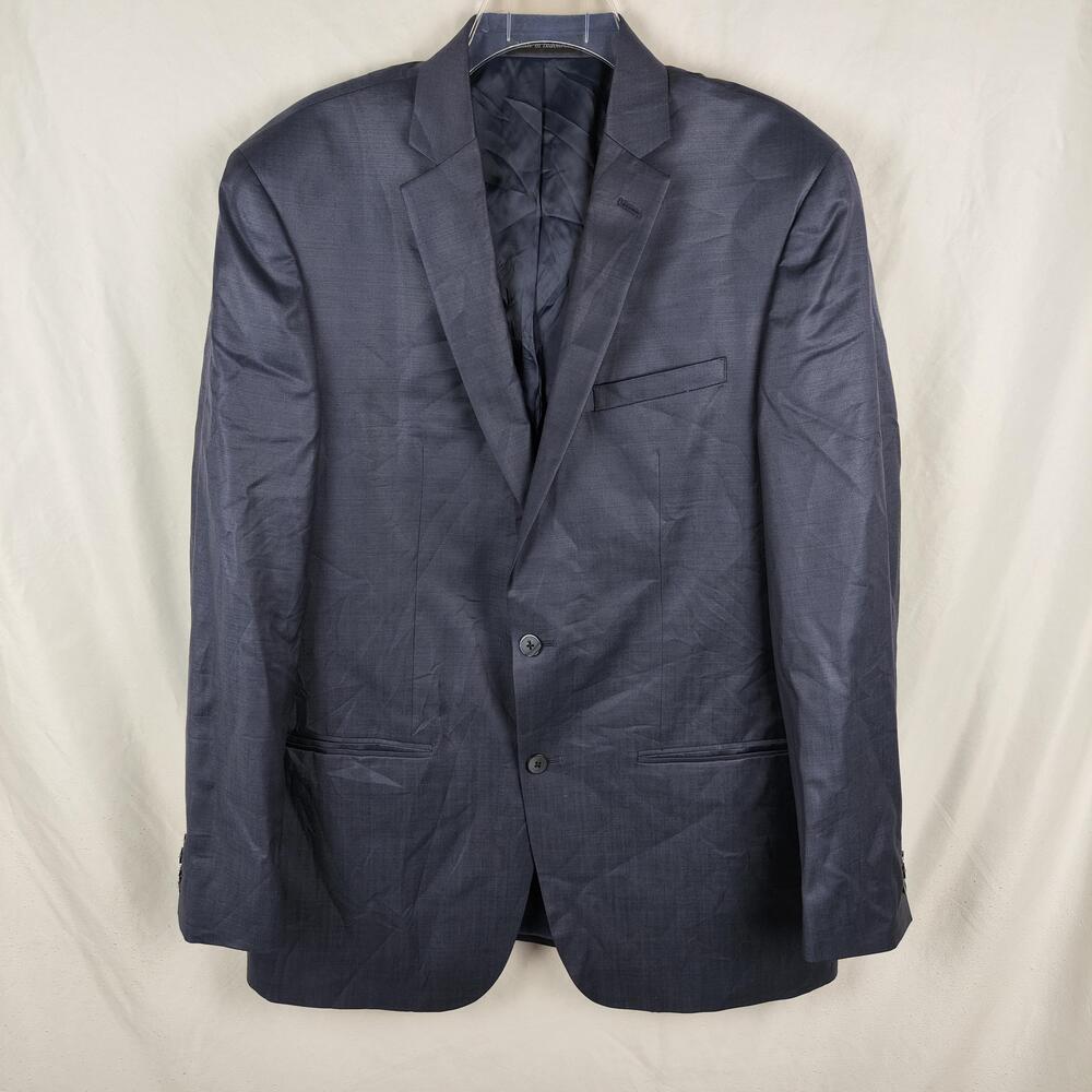 John Alexander Suit Jacket Mens 42 Long Blue 100% Wool Classic Fit 2 Button